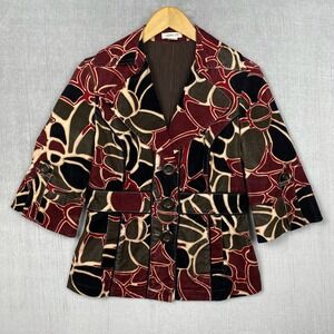 Harolds Jacket Womens Small Corduroy Lagenlook Artsy Autumnal 3/4 Sleeve Stretch